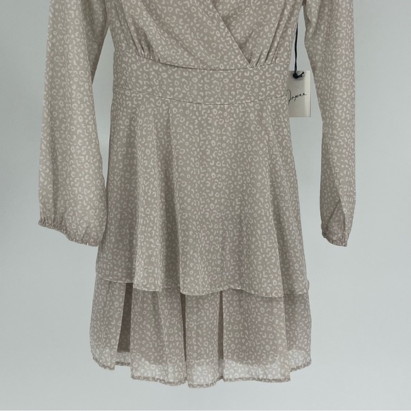JAPANA NWT LEOPARD PRINT ANIMAL PRINT LONG SLEEVE NATURAL DRESS MEDIUM - Picture 7 of 10